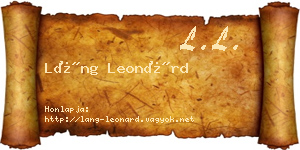 Láng Leonárd névjegykártya